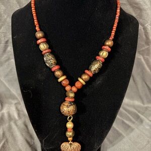 Elegant Gold and Brown Beaded Necklace